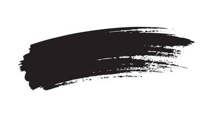 A bold black brush stroke isolated on a clean white background viewed from a straightforward perspective as a graphic element
