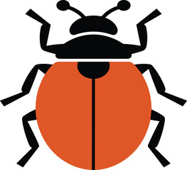 Ladybug Flat Icon Illustration Featuring Cute Red Beetle, Insect Symbol, Nature Wildlife and Garden Friendly Bug Design Vector