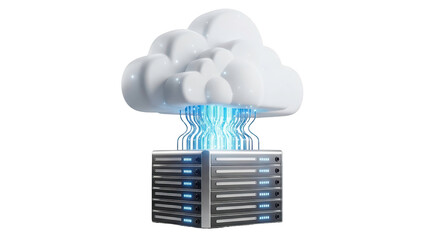 Cloud data storage and server icon 3D on transparent background (क्लाउड डेटा और सर्वर)