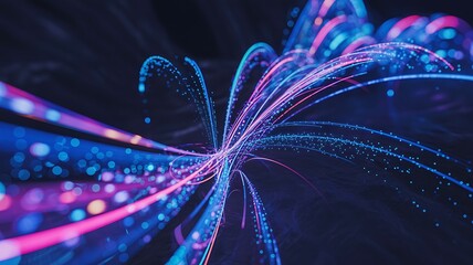 Abstract vibrant light trails illustrating digital data flow and futuristic technological connectivity