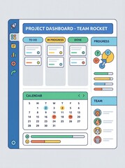 Pixel Art Project Dashboard With Tasks Calendar And Progress Tracker