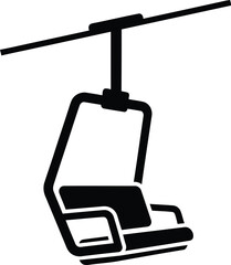 Black and White Graphic of Vintage Ski Resort Lift