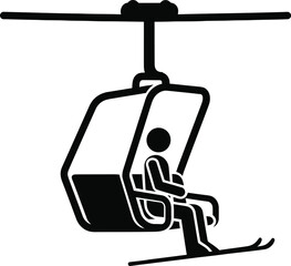 High-Resolution Ski Lift Chair Silhouette