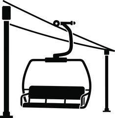 Ski Lift Silhouette Clipart for Winter Sports Branding