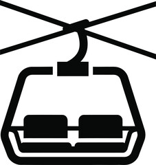 Modern Ski Lift Silhouette Art - High Contrast Graphic
