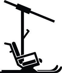 Minimalist Black and White Ski Lift Chair Illustration
