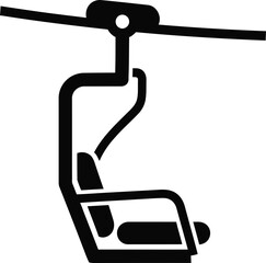 Black and White Ski Lift Chair Silhouette Illustration