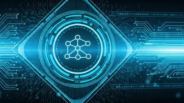 Abstract digital design network icon in a futuristic technological setting
