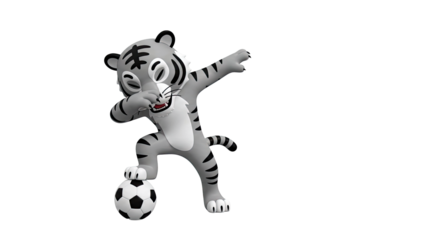 Cartoon Tiger Dab with Soccer Ball