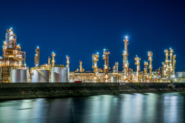 重県　四日市　工場夜景　大正橋付近