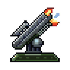 Pixel Art Anti-Air Missile Turret Defense System Game Asset
