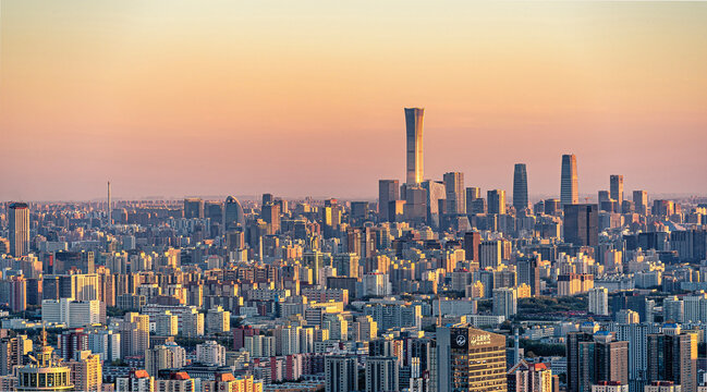 sunset in the city of beijing