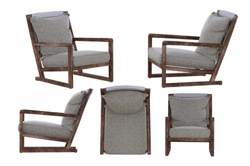 3D render perspective furniture on a transparent background