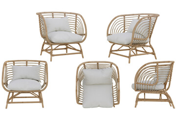 3D render perspective furniture on a transparent background