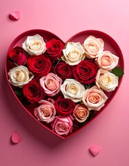 heart filled with roses background for a Valentine's Day card 2