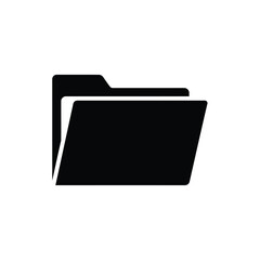 Black file folder icon simple flat graphic two overlapping pages white background business organization symbol