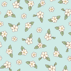 Spring flowers cartoon elements seamless pattern for wrapping paper, textile prints, scrapbooking, posters, banners, wallpaper, backgrounds, etc. EPS 10