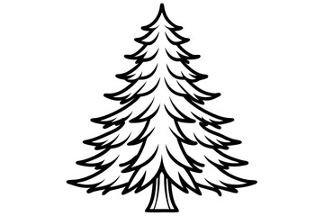 Obraz premium Outlined Pine Tree Silhouette Icon for Winter, Forest, and Nature Design