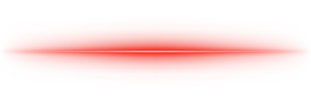 Bright red neon light streak with glare and shine isolated. Horizontal laser beam effect for motion graphics, tech or action scenes