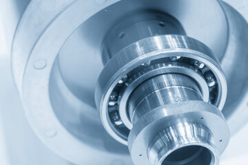 Rolling Bearing Assembly with Metal Shaft Parts in Blue Tone Scene
