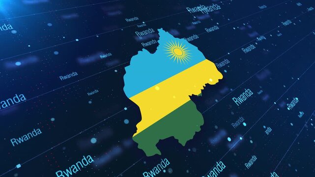 Rwanda Geographic Map and Flag Animated Motion Graphic Background