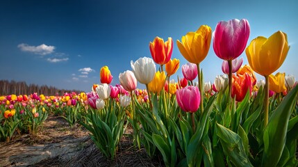 Fresh Nature Background of Flowers and Grass