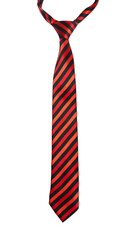 Multicolored luxury silk tie isolated on white background. Shopping concept.