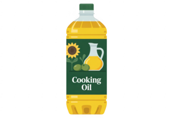 Bottle of cooking oil with label food kitchen isolated on a transparent background