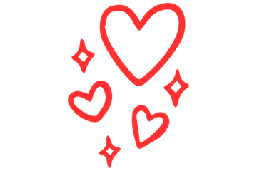 Red hearts with sparkles
