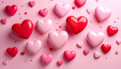 Valentine's Day pink and red hearts