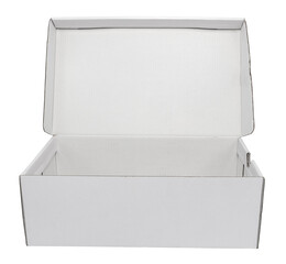 Empty open cardboard box on a white background. Package. Isolate paper boxes