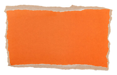 A piece of orange torn and crumpled paper on a white background. brown paper, carton
