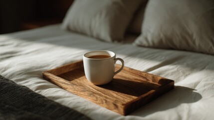 cup of coffee brought to bed