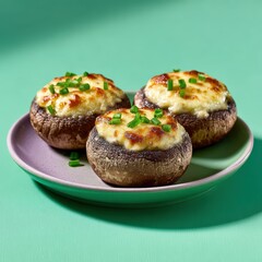 Stuffed Mushrooms with Melted Cheese and Fresh Chives