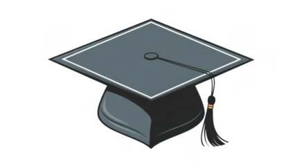Gray graduation cap with tassel education isolated on a transparent background