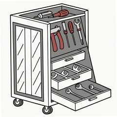 Tool cart with various tools