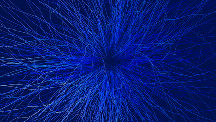 Blue light lines create pattern on dark surface in abstract design