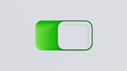 Green switch with white button shows a simple on-off design