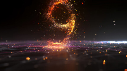 Abstract 3d sphere with interconnected lines and nodes, symbolizing a big data futuristic digital network .Digital Artificial Intelligence background with particles. 3D wireframe geometric sphere