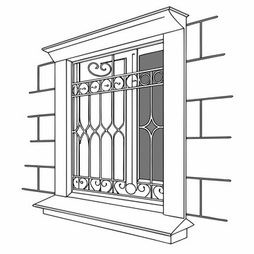 Decorative iron window grill