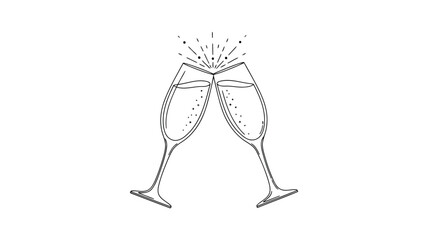 Celebratory champagne glasses clinking together in festive toast