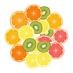 Obraz premium Assorted Citrus Fruits and Kiwi Slices.