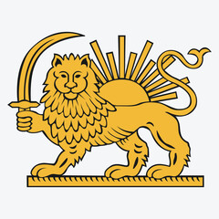 Symbol icon of the flag of Iran and Persia. Lion and sun symbol © Fajar