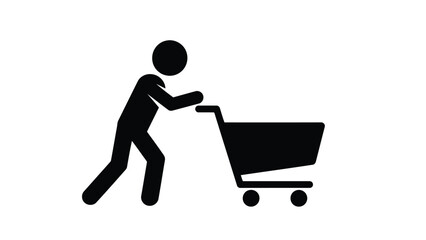 Person pushing shopping cart in motion