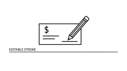 Simple editable check icon with pencil for finance concepts