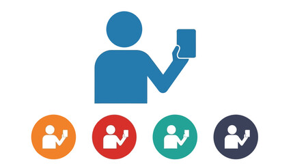 Modern mobile phone user icons in different colors for web design
