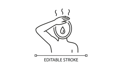 Person feeling hot with sweat drop on forehead