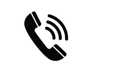 Stylish black telephone icon with signal waves