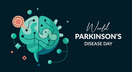 World parkinson's disease day with stylized brain illustration for awareness