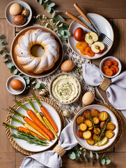 Happy Easter greeting card with spring Easter background